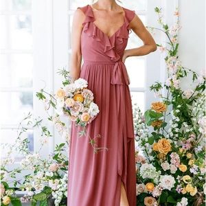 Valerie Chiffon Cinnamon Rose Faux Wrap Dress by Revelry